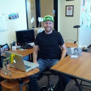 Yours truly rocking the circle desk.  How can I help you?